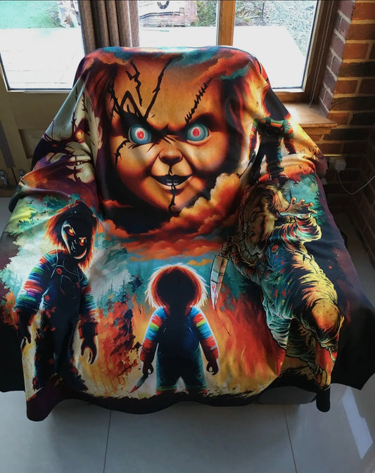 Chucky Montage - Twin Bedspread Top Cover / Throw / Fleece